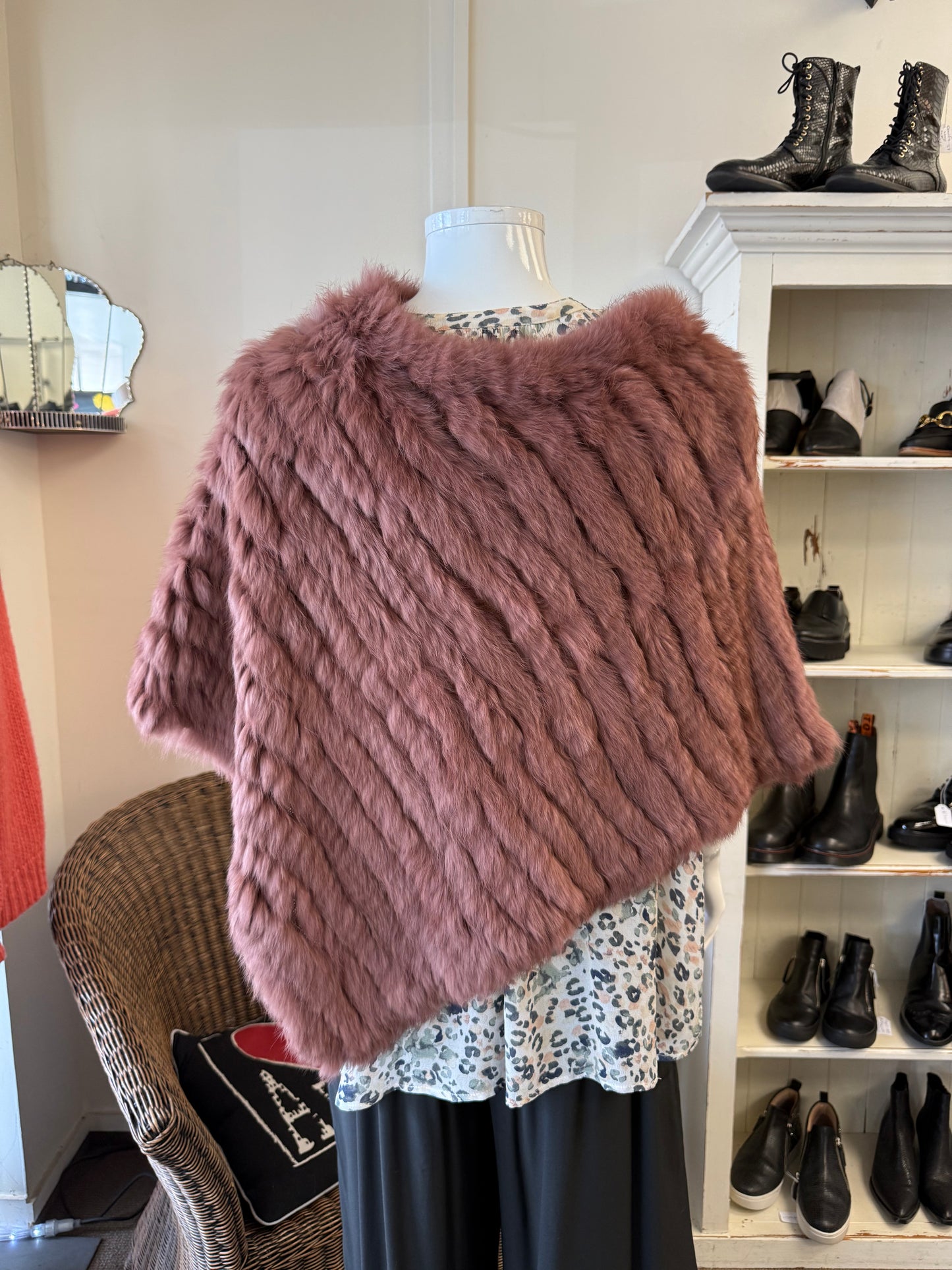 Loobie Story Faith Rabbit Fur Poncho