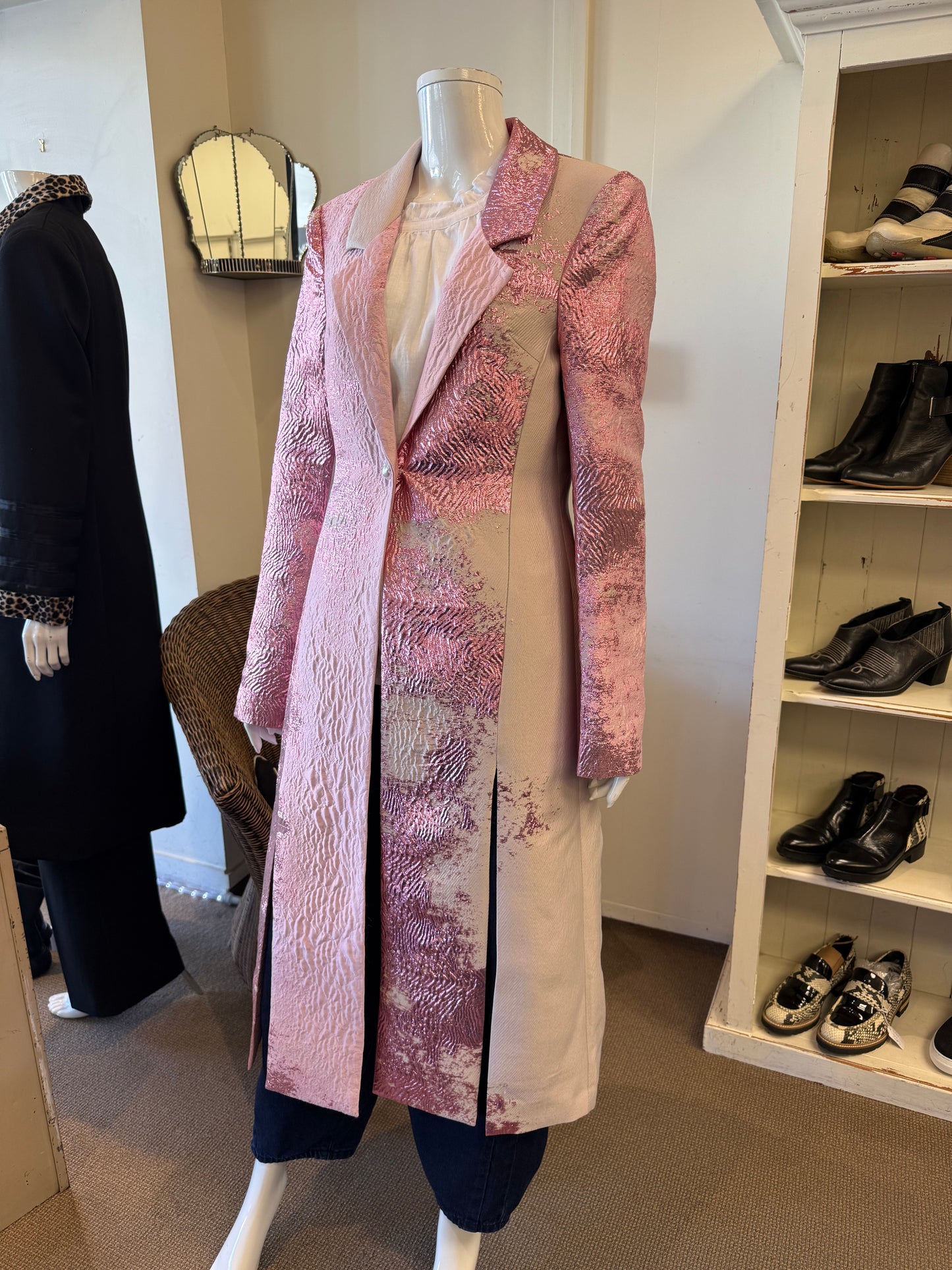 Stine Goya Anita Metallic Satin Jacquard Long Jacket