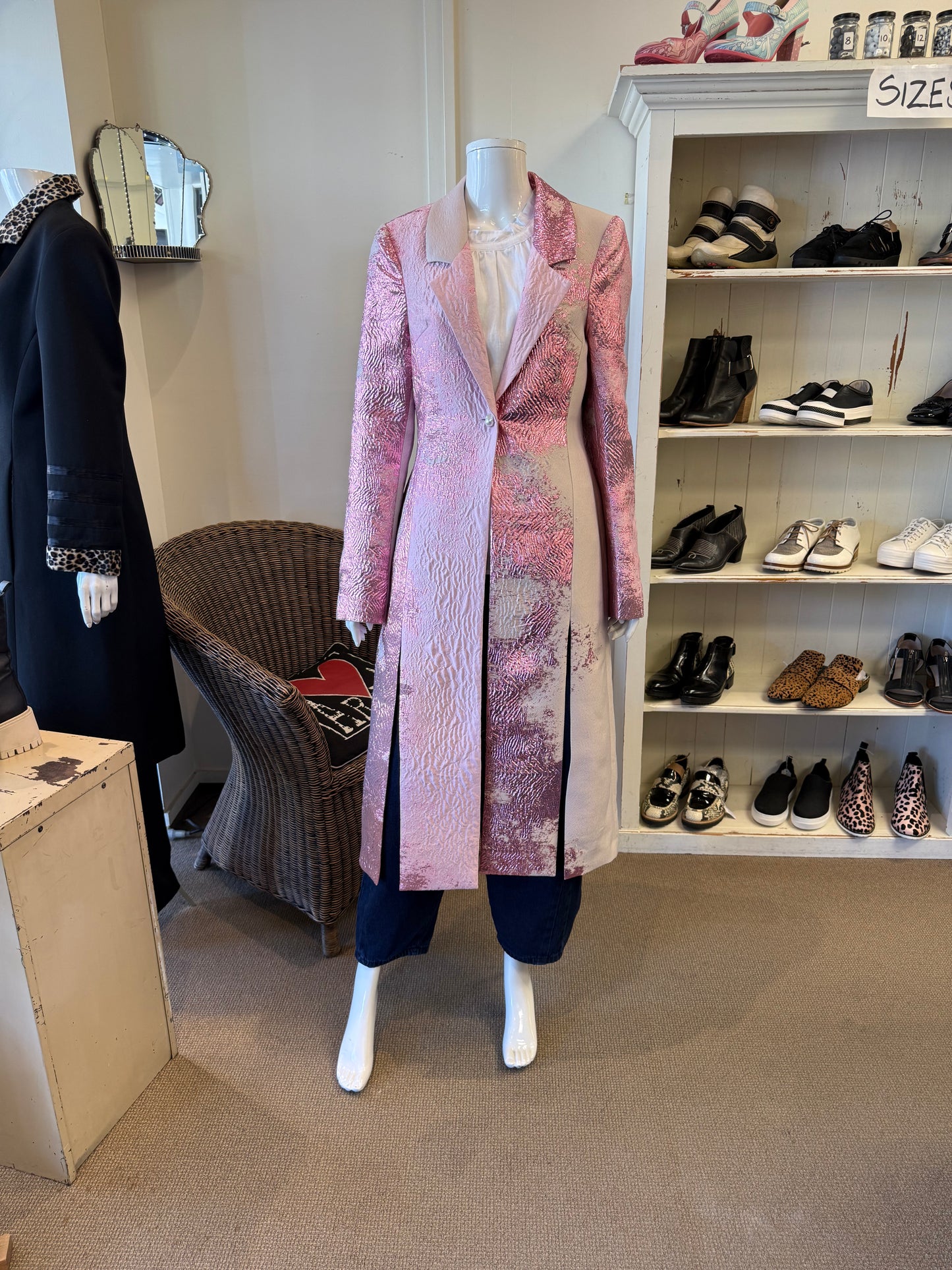 Stine Goya Anita Metallic Satin Jacquard Long Jacket