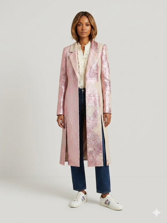 Stine Goya Anita Metallic Satin Jacquard Long Jacket