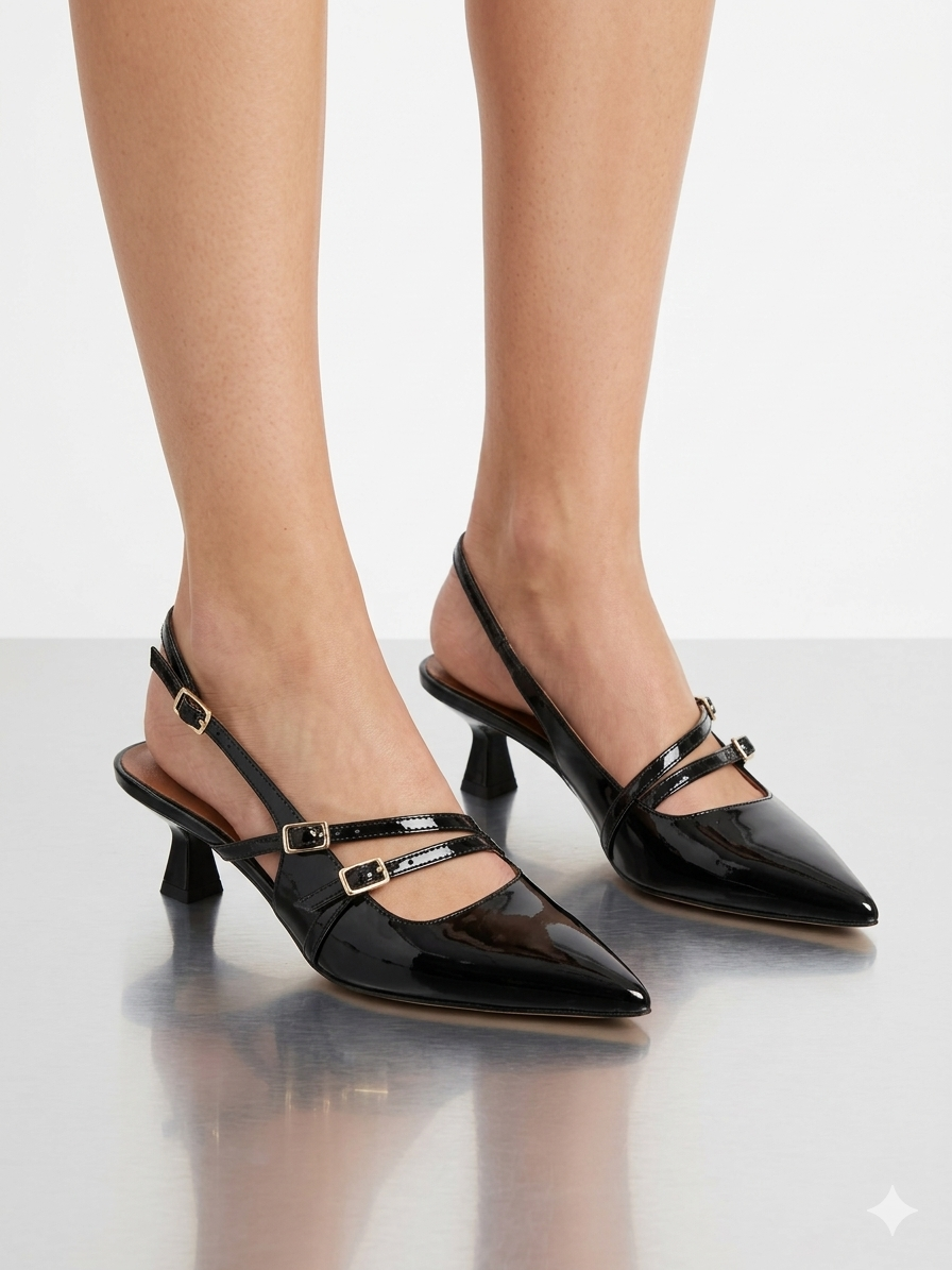 Mi Piaci Deja Black Patent Shoes