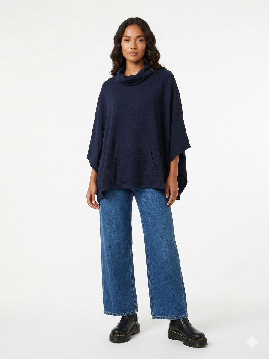 Foil Merino Knit Poncho
