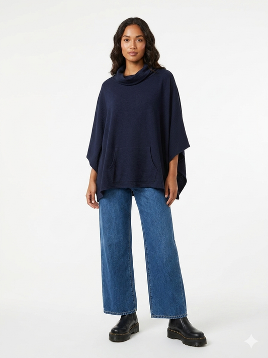 Foil Merino Knit Poncho