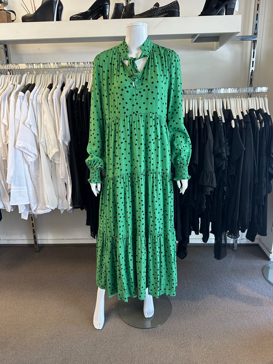 Stella + Gemma Dress, Green with Black Spots, Size 10